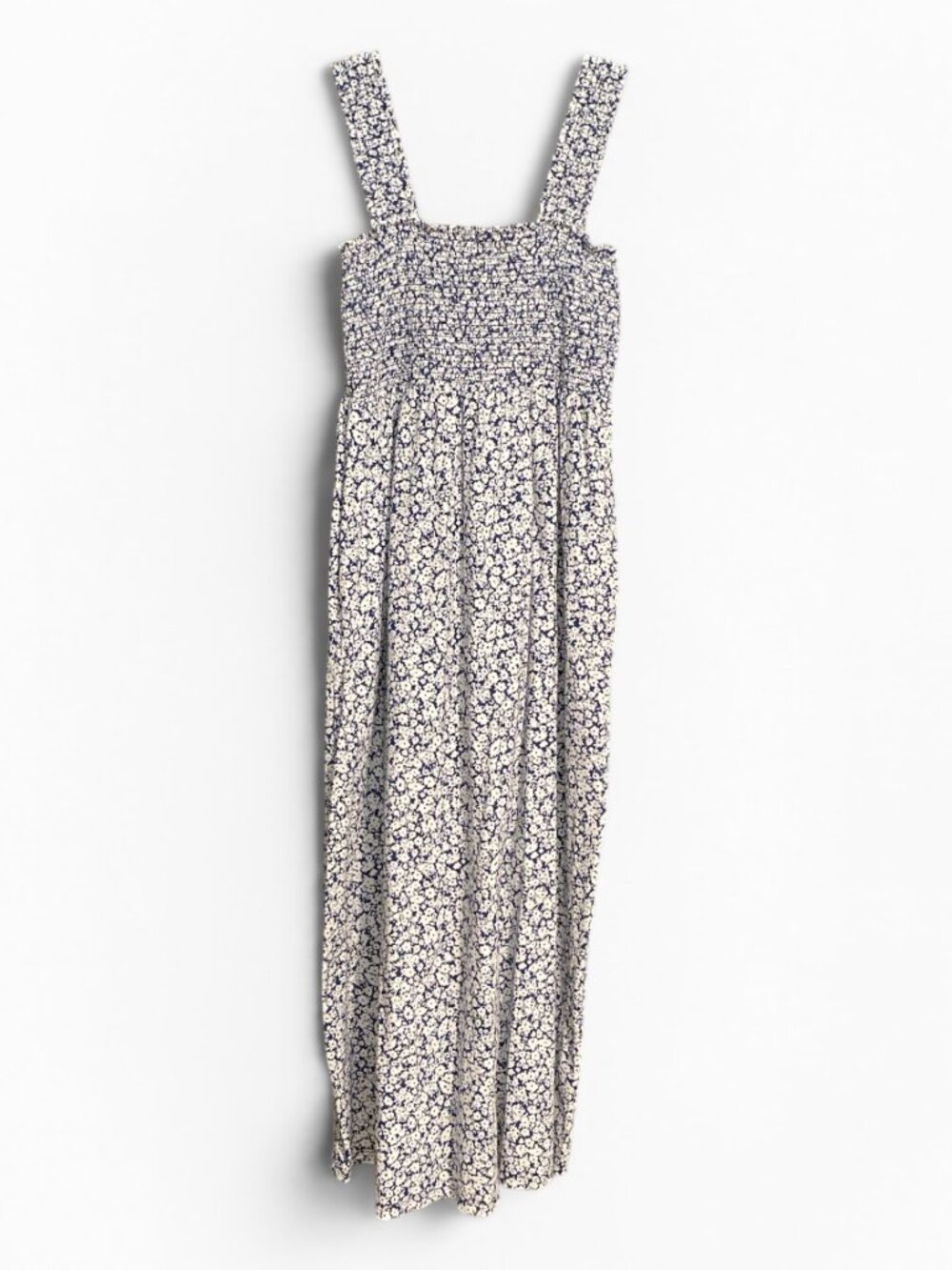 Old Navy Navy Floral Fit & Flare Smocked Midi Dress S